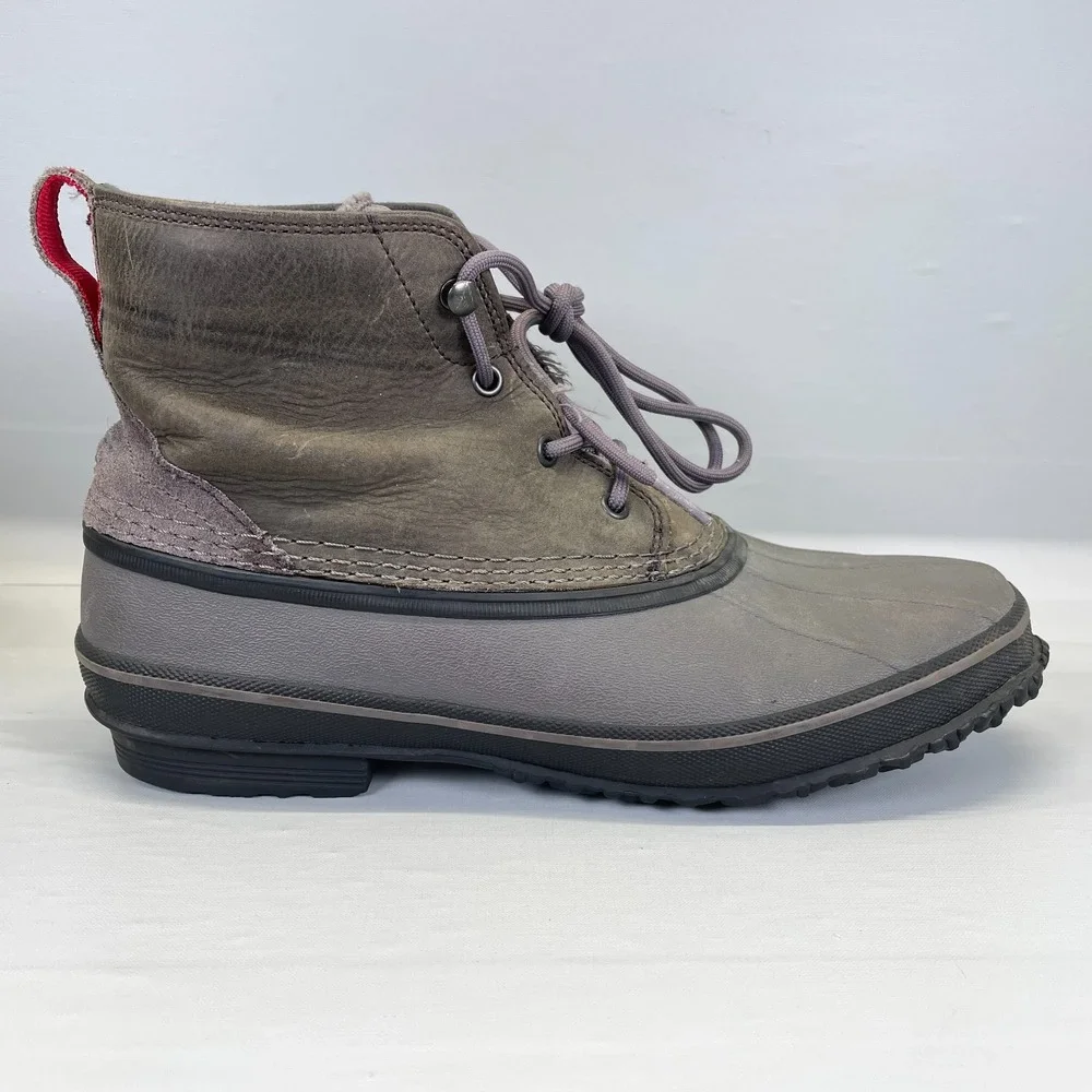 UGG Zetik Waterproof Duck Boots Mens Size 11 Brown Leather Gray Lace Up Shoes
